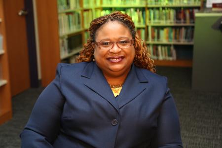 Female teacher smiling