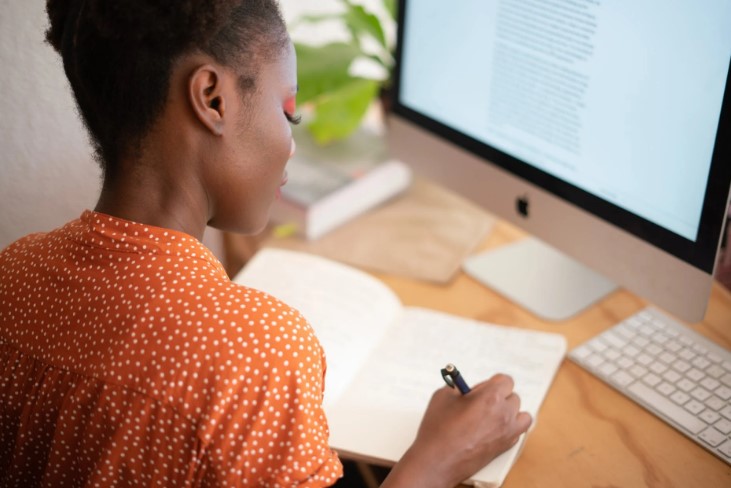 Woman at a computer