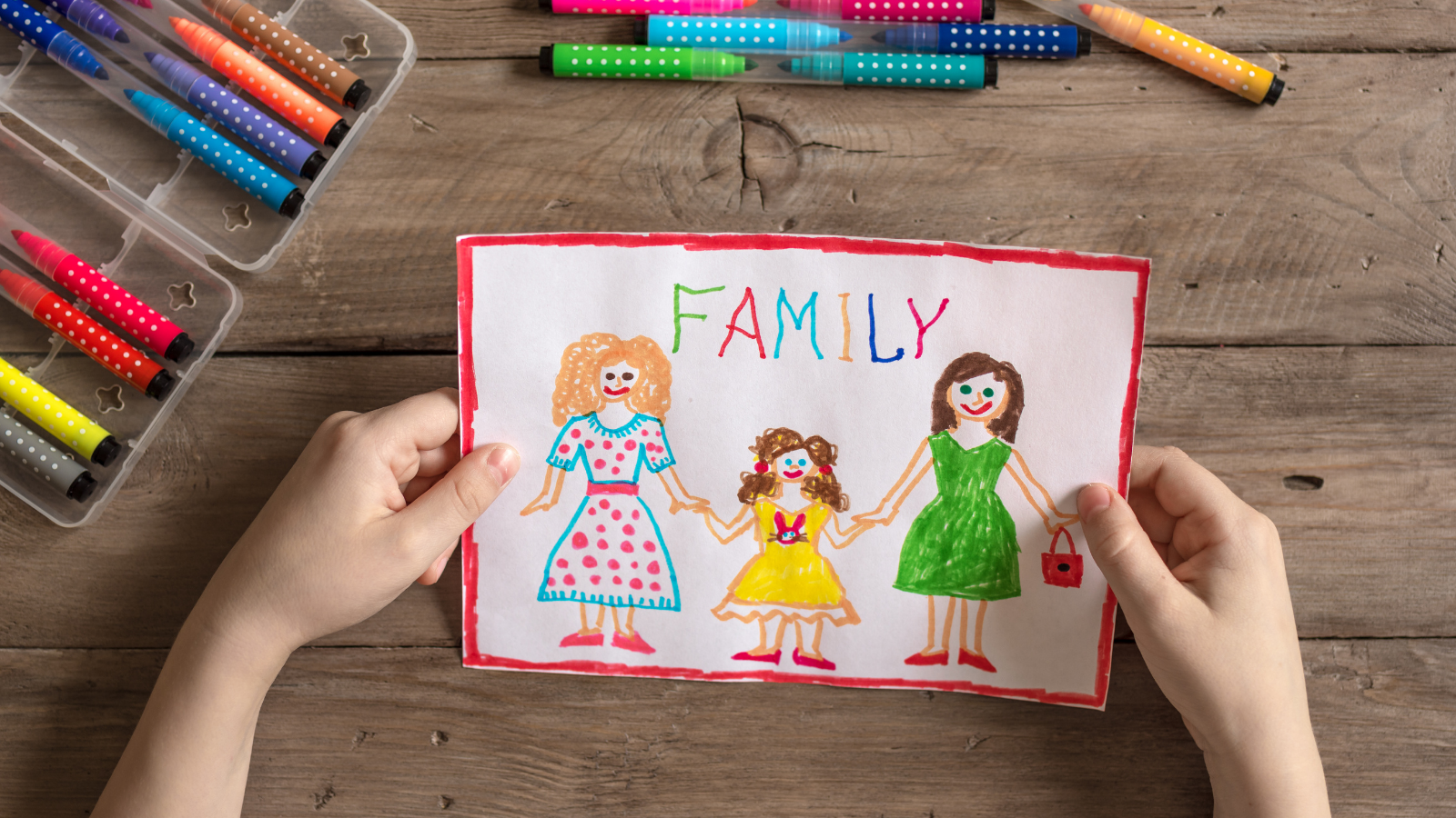 Drawing of a child with two mothers