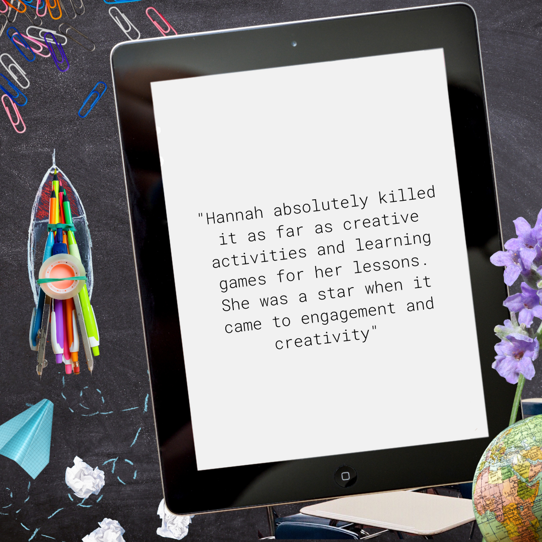 Chalkboard background with school supplies and a tablet on top