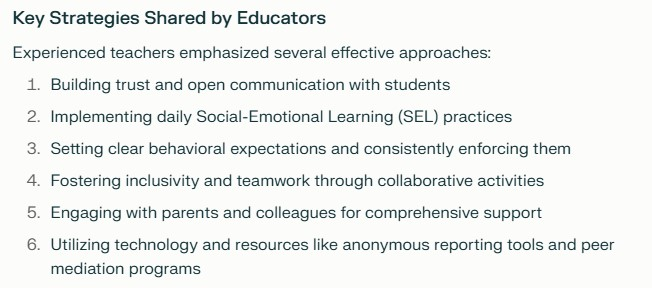 Key Strategies Shared by Educators