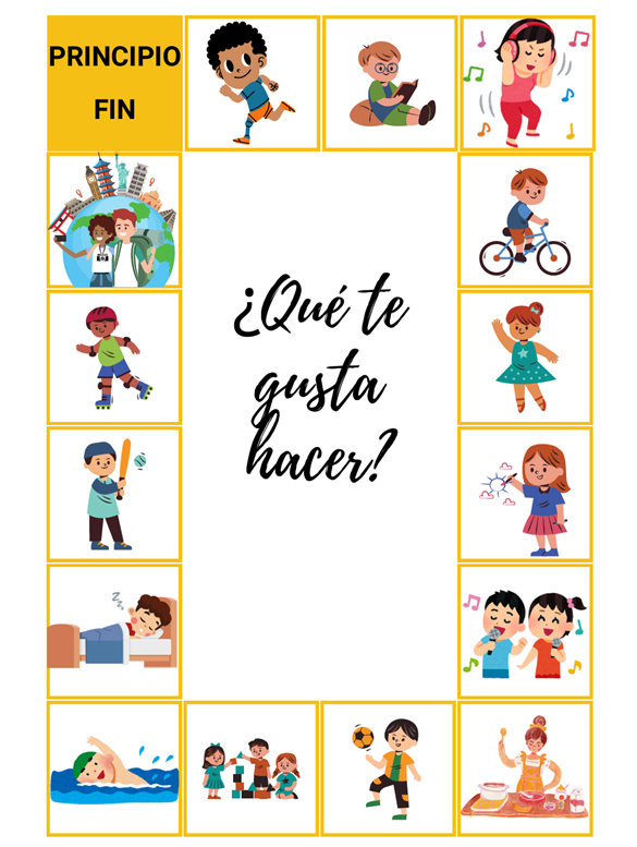 Example of the game board for Que te gusta hacer