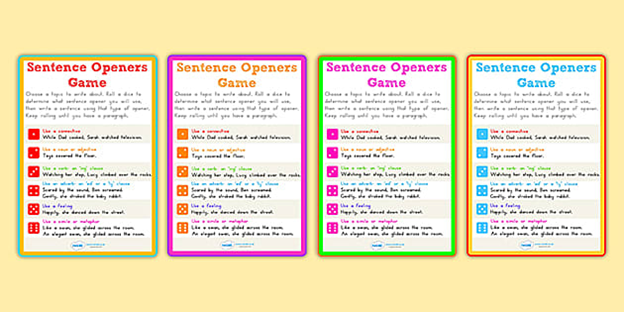 An example of how to play sentence starter review game