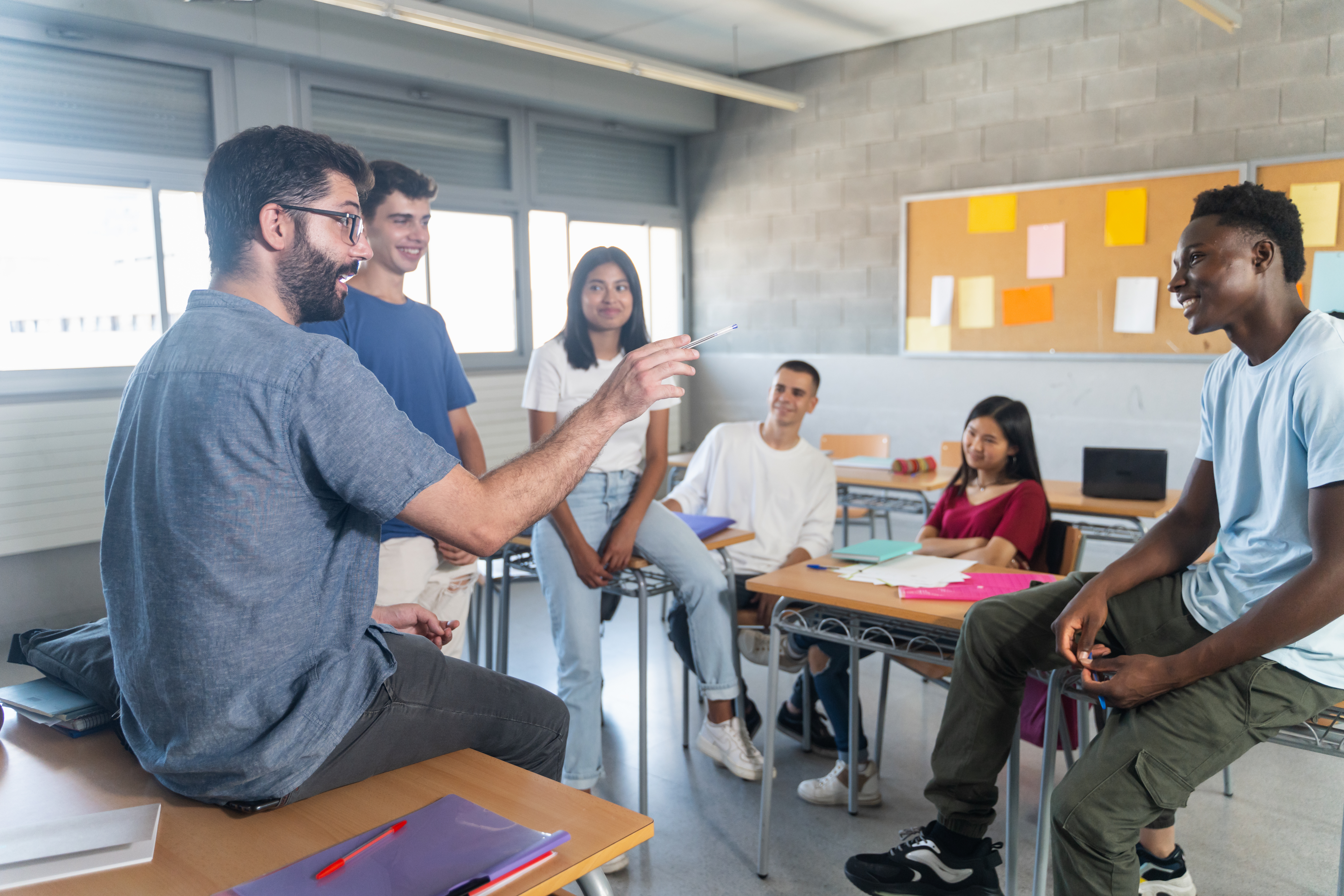 Educators gathered in a classroom