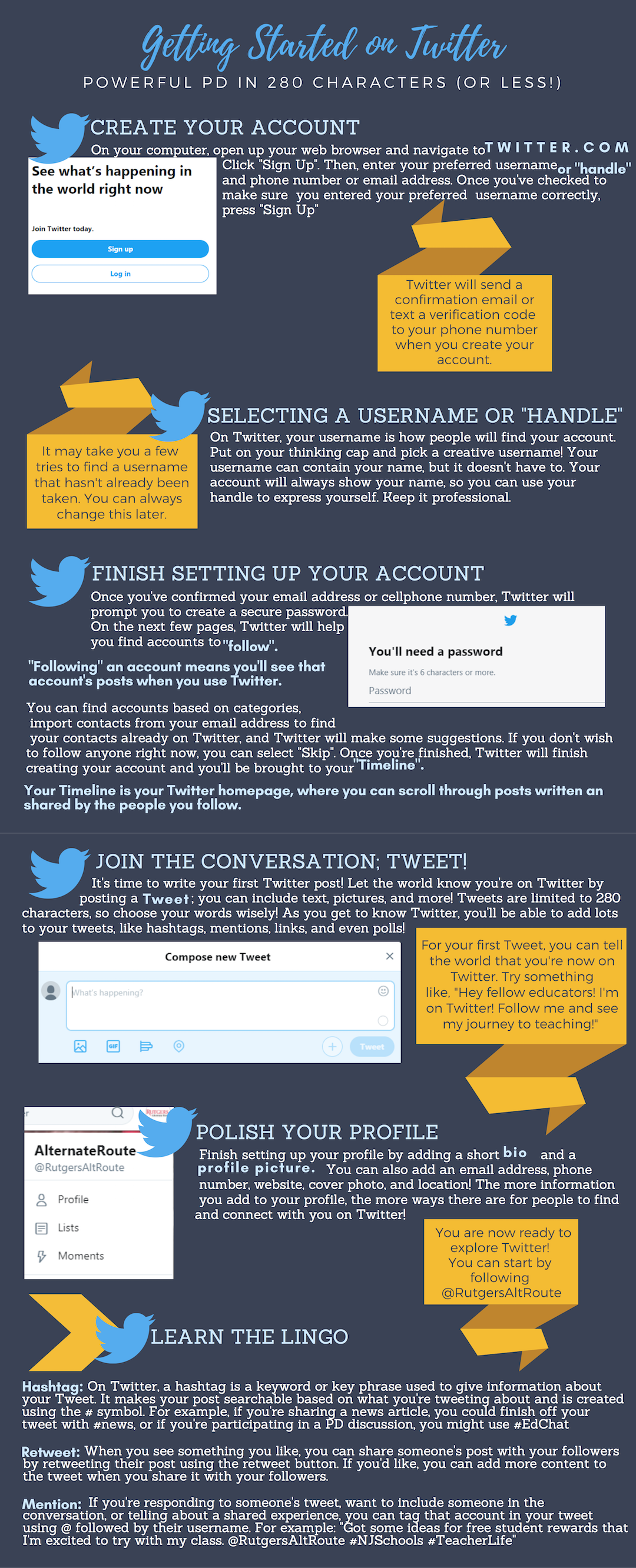 Instructions for alternate route teachers on using Twitter