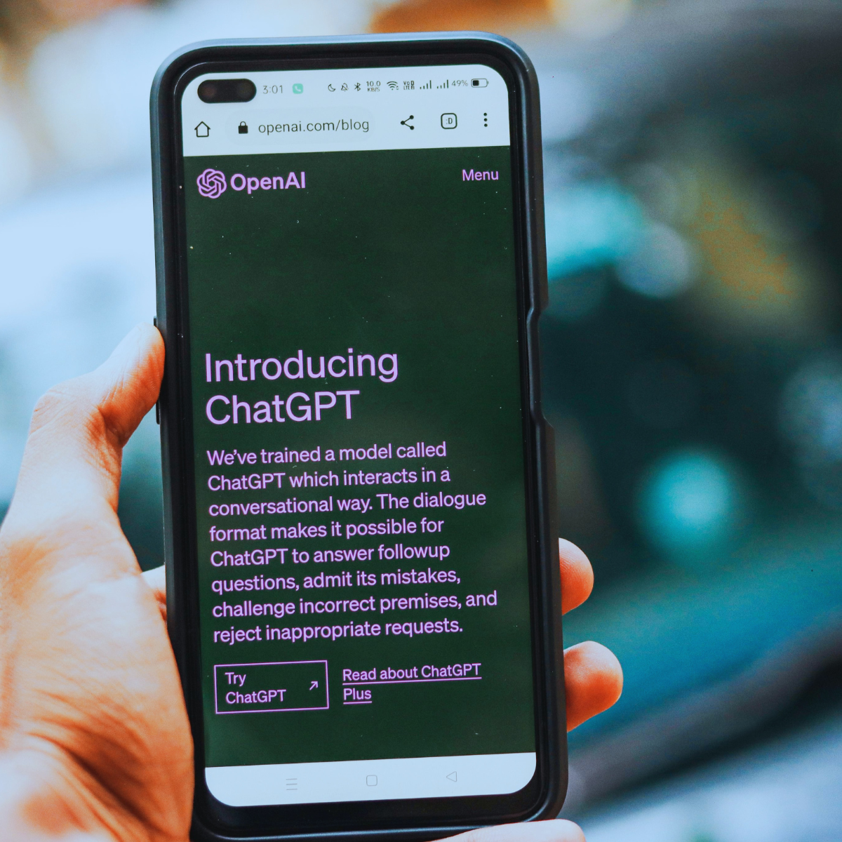 Smartphone with ChatGPT app pulled up