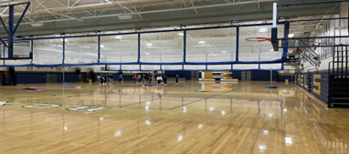 Volleyball court in a gym