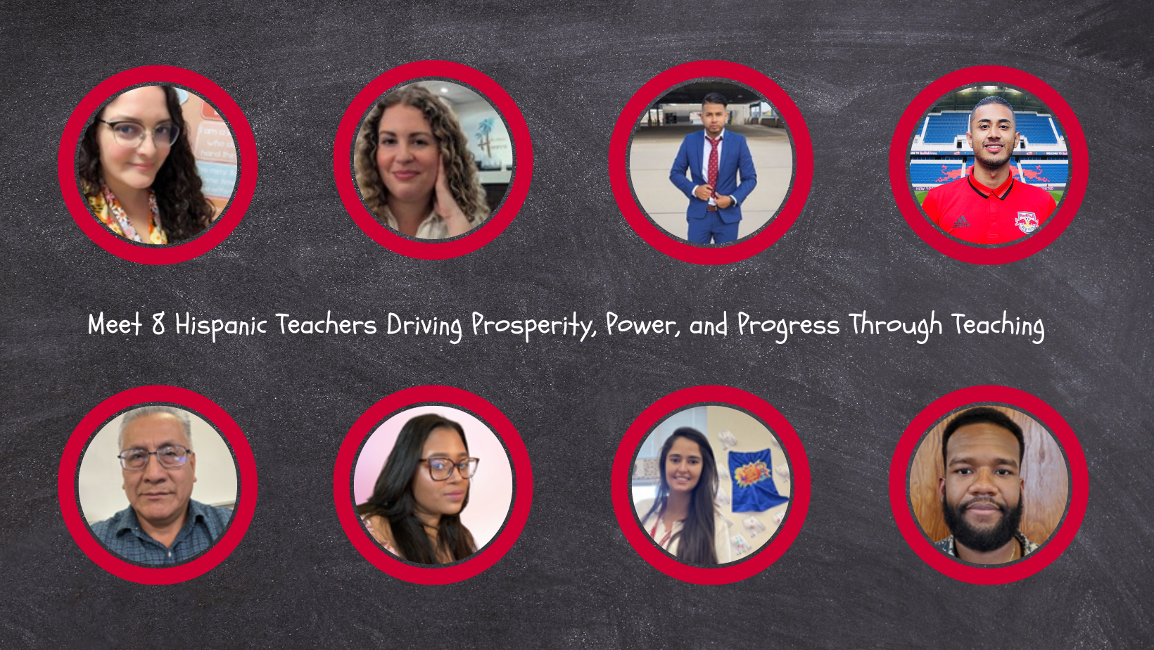 headshots of seven Hispanic educators