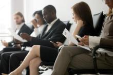 Group of diverse teaching professionals waiting for a job interview