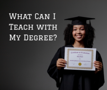 Woman in cap and gown holding a degree