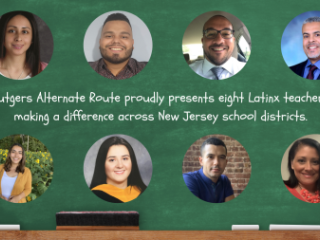 Headshots of eight Latinx teachers