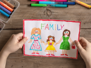 Drawing of a child with two mothers