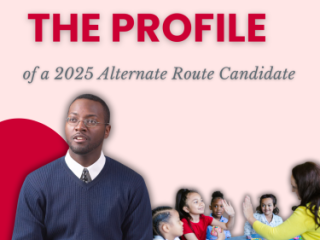 Two teachers, one giving a lesson and the other engaging with four students