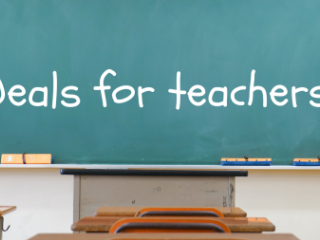 Classroom with desks and large chalkboard